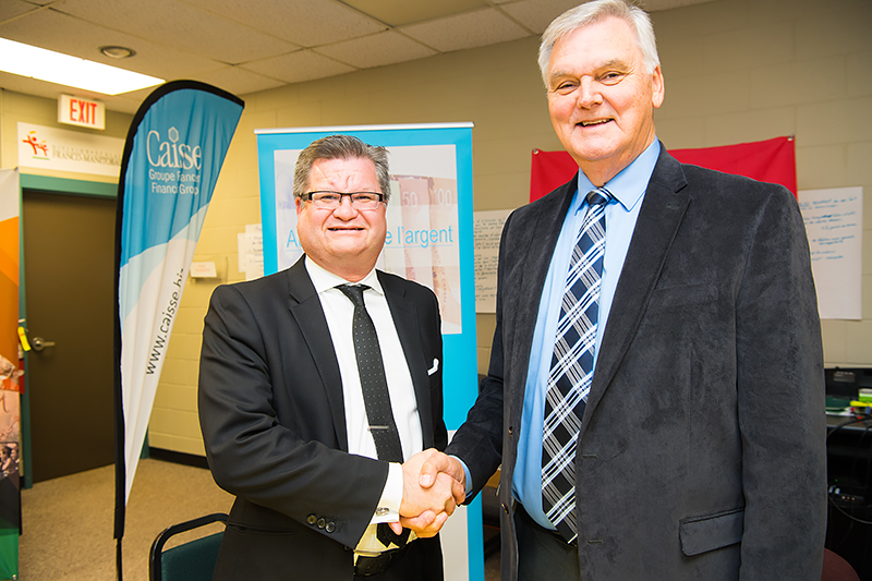 Stéphane Dorge, Vice-President Caisse Financial Group Board of Directors, and Edmond Labossière, President of CDEM’s Board of Directors.